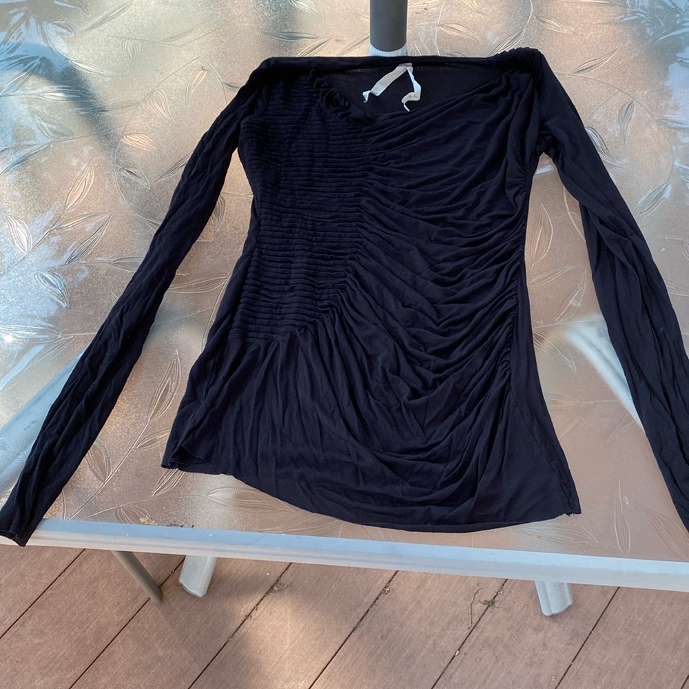 Bailey 44 black ruched tunic top. Size M. Stretchy.